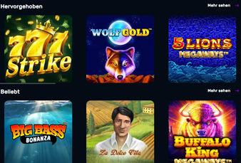 Die Spielelobby von Luna Slots.