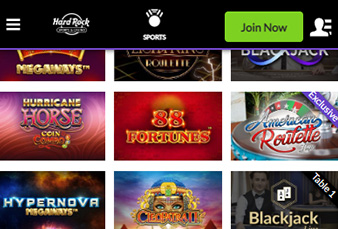 Screenshot of the Hard Rock Bet Online Casino App NJ