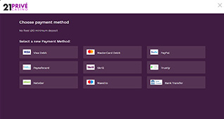 21 Prive Payment Methods